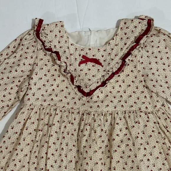 Vintage Dress Cotton Slip Floral Long Sleeve Old Time Clothing Ruffle Collar 3Y - Picture 5 of 16